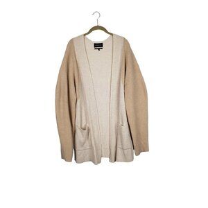 Something Navy Longline Cardigan Open Front Colorblock Neutral Size Large